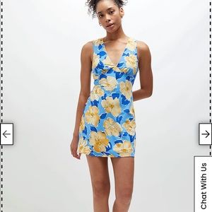 NWT blue and yellow floral mini dress